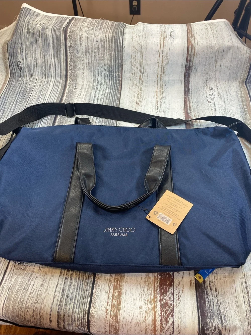 Jimmy Choo Parfums Blue Weekender Duffel Travel Bag Shoulder Tote NWT